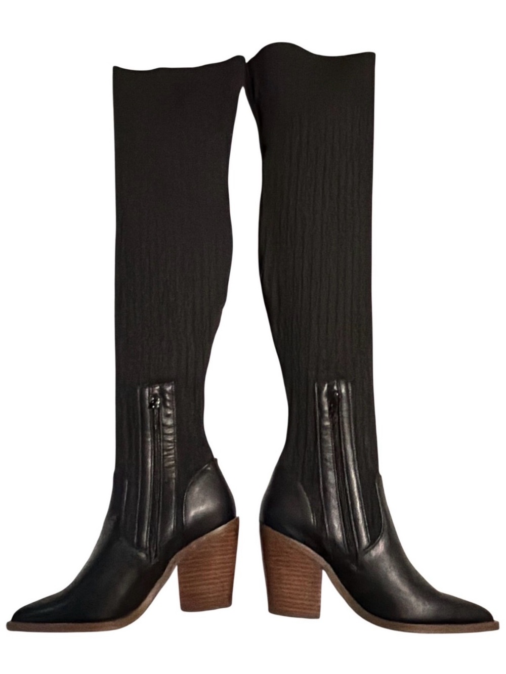 High heeled Sock Over the Knee Boots - Picture 3 of 9